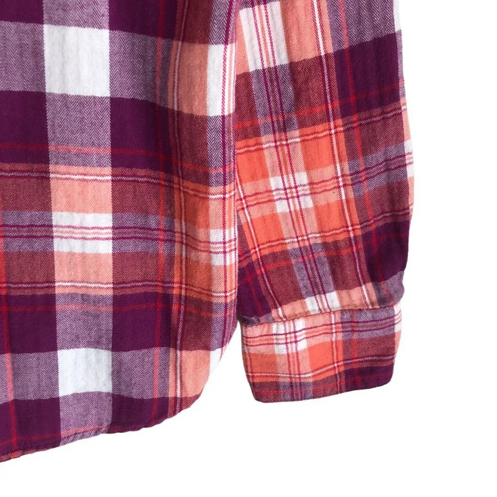 Old Navy Women's Flannel Shirt Size L Plaid 100% Cotton Long Sleeve Classic - Picture 7 of 11